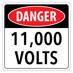 Vector graphic of danger sign indicating a 11000 volt electrical installation