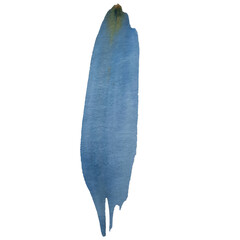 Blue and gold brush isolated on white background. Watercolor