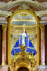 Obraz premium Statue or figure of Virgin Mary inside of the Saint John of God Church (Century XVIII) in Murcia, Spain