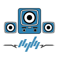Icon Set of different sound speakers, subwoofer, acoustic audio for concert or home cinema stereo system
