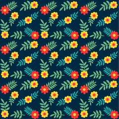 Vibrant floral pattern with red and yellow flowers