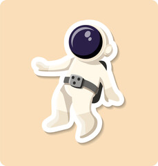 Spacemen sticker illustration. Person, stars, spacesuit, helmet. Editable vector graphic design.