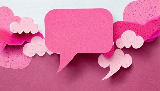 handmade colorful paper cut background speech bubble pop art and comic concept pink color