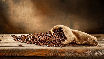 Afwasbaar Fotobehang Koffiebar brown coffee grains and free space for your decoration