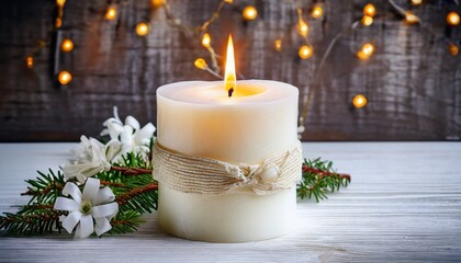white burning decorative candle
