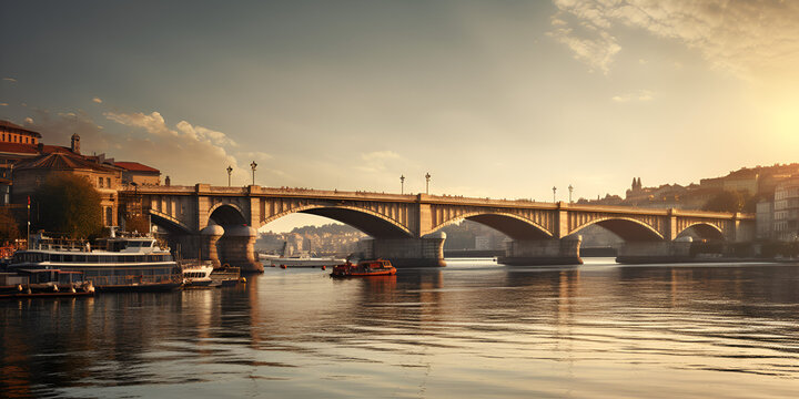 bridge over the river, Paris Road Bridge, Margaret Bridge Budapest,  Generative AI