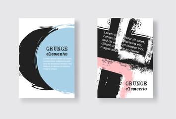 Collection of grunge covers with brush strokes.