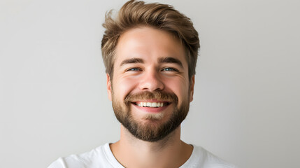 Fototapeta premium Handsome smiling man closeup portrait isolated on white background
