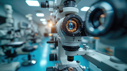 Fototapeta na wymiar Visionary Eye Care: High-Tech Clinic Gear