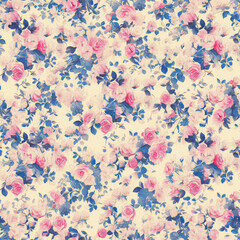 Flowers, roses pattern as background on a seamless tile, ai generated
