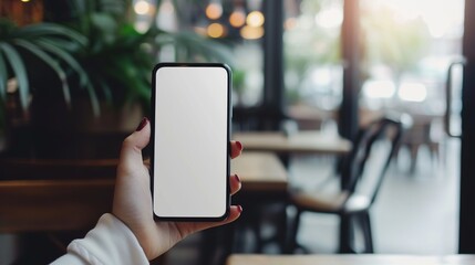 Mockup, hand holding using mobile phone 