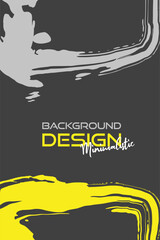 Gray yellow ink brush stroke on dark background. Japanese style. Vector illustration grunge stains. Brushes illustration.