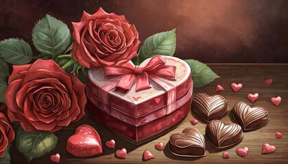 roses and gift box