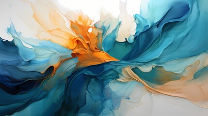 An abstract painting with bold strokes of blue, green, and yellow, evoking a sense of movement and energy - obrazy, fototapety, plakaty