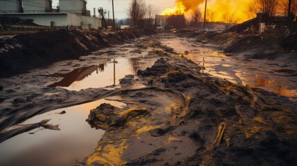 Soil pollution caused by chemical spills and mismanagement