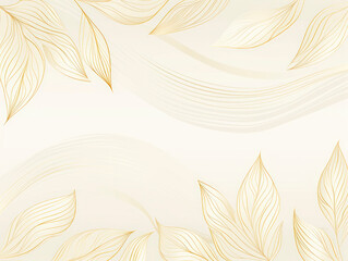 Fototapeta na wymiar Elegant golden leaves swirling on a creamy abstract background. Generative AI