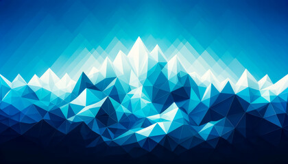 Vibrant abstract blue poly shapes rising, gradient low poly background. Digital graphics concept. Generative AI © Who is Danny