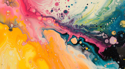Title: Colorful Watercolor Splash: Artistic Design with Grunge Texture and Rainbow Swirls