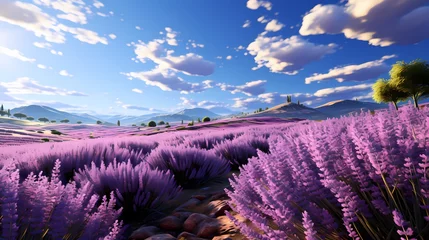 Fototapeten A field of lavender in full bloom, filling the air with a sweet and soothing fragrance ©  ALLAH LOVE