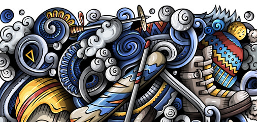 Winter sports cartoon banner design © balabolka