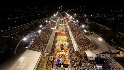 Carnival Ride In Sao Paulo Brazil. Carnival Parade. Samba Schools Party. Sao Paulo Brazil. Anhembi...