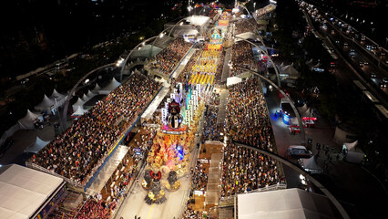 Samba Ride In Sao Paulo Brazil. Carnival Parade. Tourism Attraction. Sao Paulo Brazil. Anhembi...