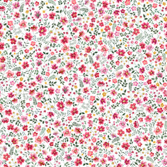 seamless floral pattern with red flowers