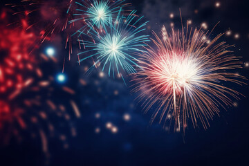 Naklejka premium Fireworks festive holidays celebration concept.