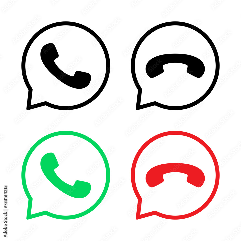 Poster phone call in speech bubble icon vector. handset in chat bubble line sign symbol