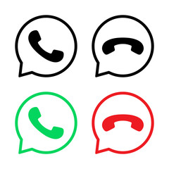 Phone call in speech bubble icon vector. Handset in chat bubble line sign symbol