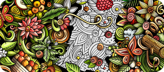 Summer nature cartoon banner