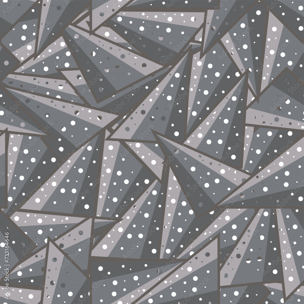 Poster triangles black dots transparent design seamless pattern vector