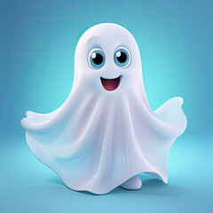 Cute Cartoon Ghost Character with Big Eyes