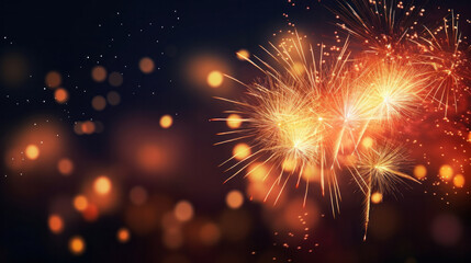Obraz premium Fireworks festive holidays celebration concept.