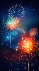 Naklejka premium Fireworks festive holidays celebration concept.