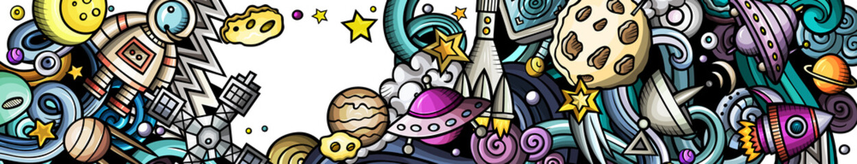 Outer Space cartoon banner design