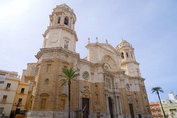 Fototapeta na wymiar Cádiz Cathedral, Roman Catholic church in Cádiz, southern Spain, and the seat of the Diocese of Cadiz y Ceuta, Catedral de la Santa Cruz de Cádiz, Andalusia, Spain