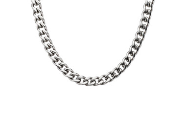 Minimalist Stainless Steel Chain Necklace Isolated on Transparent Background PNG.
