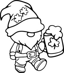 Happy St Patrick's Day gnome Draw vector illustration banner design with. Doodle cartoon style
drawing book