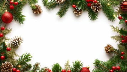 Naklejka na ściany i meble Christmas frame border with white background.