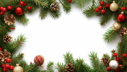 Fototapeta na wymiar Christmas frame border with white background.