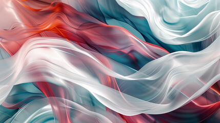 Abstract Smoke Waves in Blue and Red, Artistic Representation of Flow and Fluidity