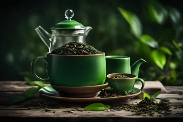 Foto op Aluminium tea on the  table green color © MSohail