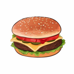 burger on white background, isolated