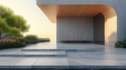 Fototapeta premium Empty modern outdoor place for a product presentation. Generative AI.