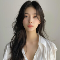 한국인 모델, 한국인 여성 모델, 한국인 헤어 모델, 헤어 모델, 흰색 셔츠 모델, 청순한 모델, 섹시한 모델