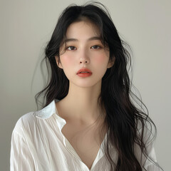 한국인 모델, 한국인 여성 모델, 한국인 헤어 모델, 헤어 모델, 흰색 셔츠 모델, 청순한 모델, 섹시한 모델