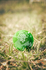 world globe concept of greenhouse gas emissions targets net zero and carbon neutrality, Carbon...