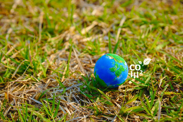 world globe concept of greenhouse gas emissions targets net zero and carbon neutrality, Carbon...