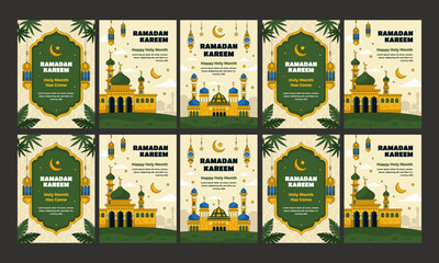 happy celebrate ramadan day vector illustration flat design template